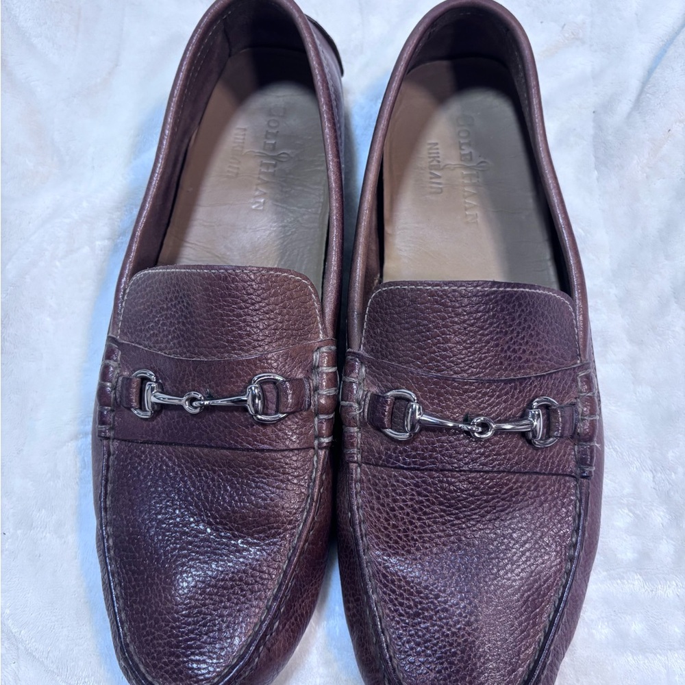 Cole Haan Dark Brown Leather Loafers with Silver Bit